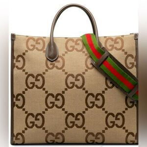 Gucci jumbo gg logo shoulder bag purse canvas large handbag crossbody